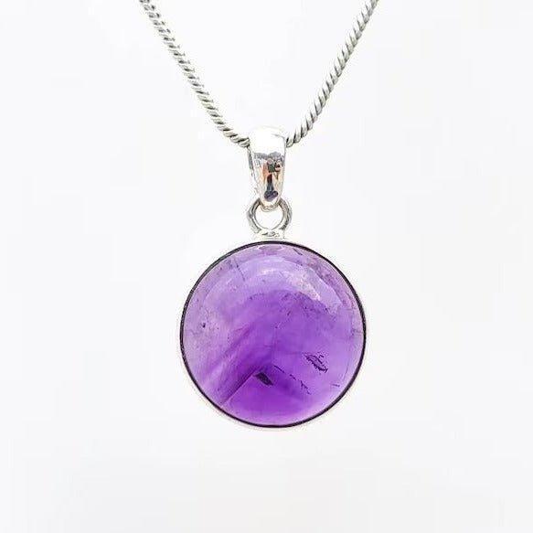 High Quality Round Amethyst Crystal Pendant Necklace.