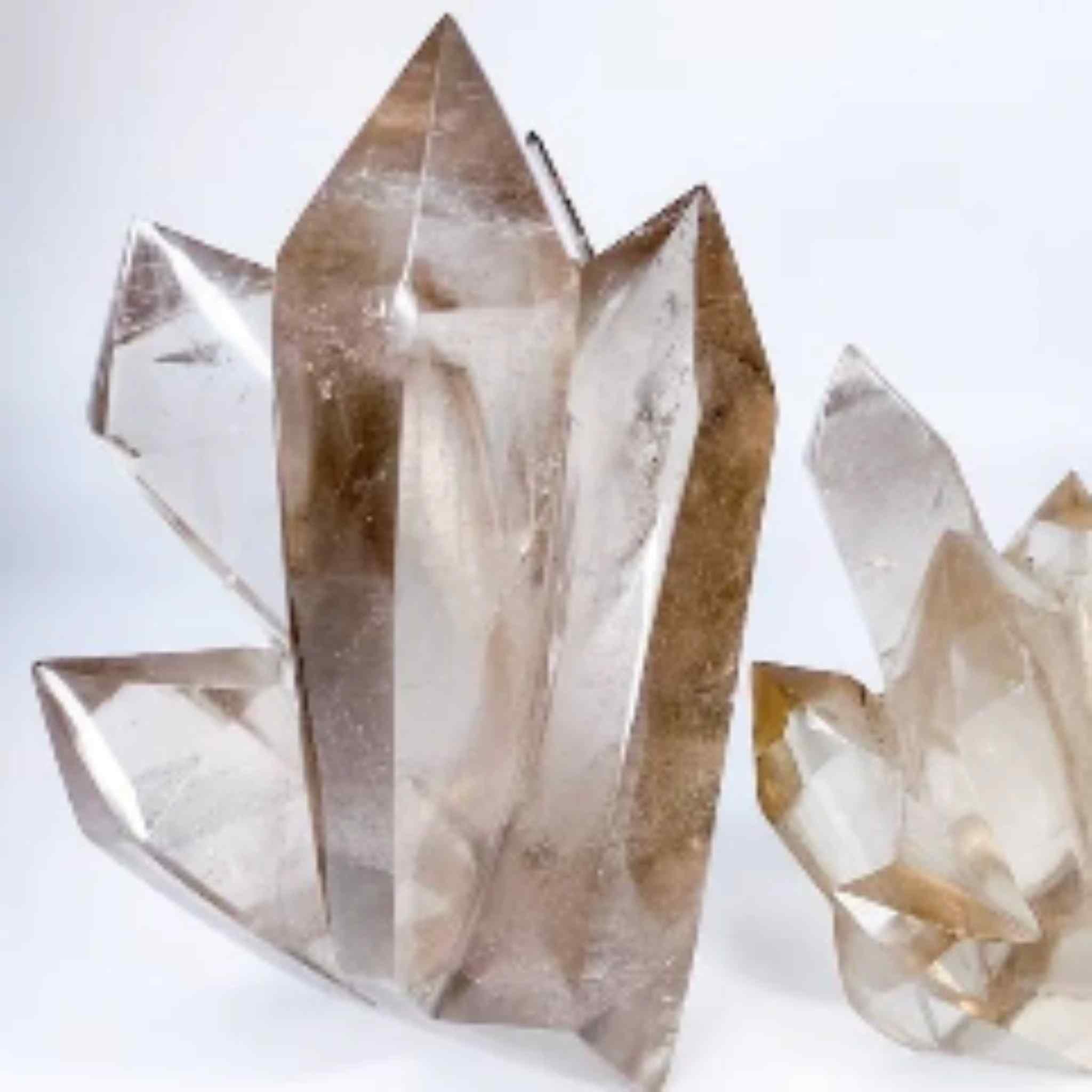 High Quality Transparent Smoky Quartz Polished Crystal Clustera.
