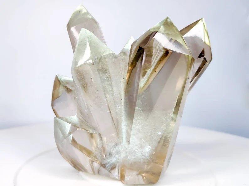 High Quality Transparent Smoky Quartz Polished Crystal Clustera.