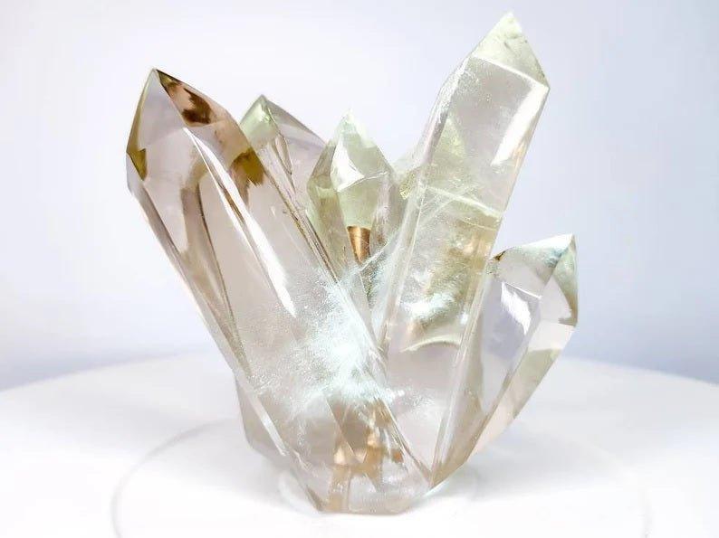 High Quality Transparent Smoky Quartz Polished Crystal Clustera.