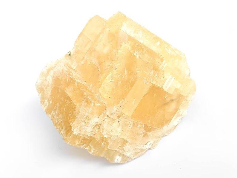 High Quality XL Yellow Rhombohedron Optical Honey Calcite with RainbowsGemstones and Crystal