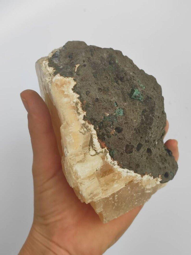 High Quality XL Yellow Rhombohedron Optical Honey Calcite with Rainbows.