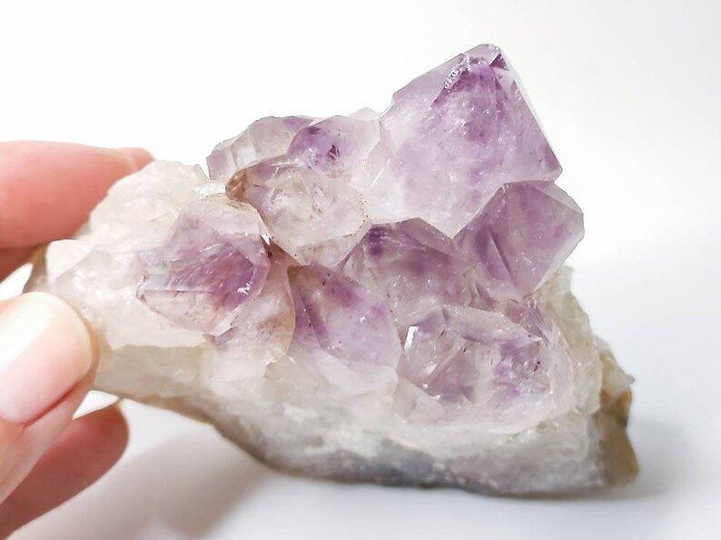 High Vibrational Rare Himalayan Quartz with Amethyst Cluster Third EyeGemstones and CrystalHigh Vibrational Rare Himalayan Quartz with Amethyst Cluster Third Eye