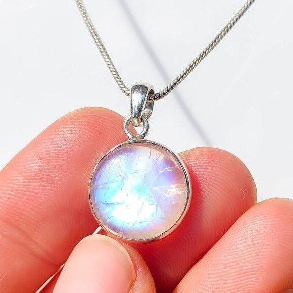Indian Rainbow Moonstone Round PendantGemstones and CrystalIndian Rainbow Moonstone Round Pendant