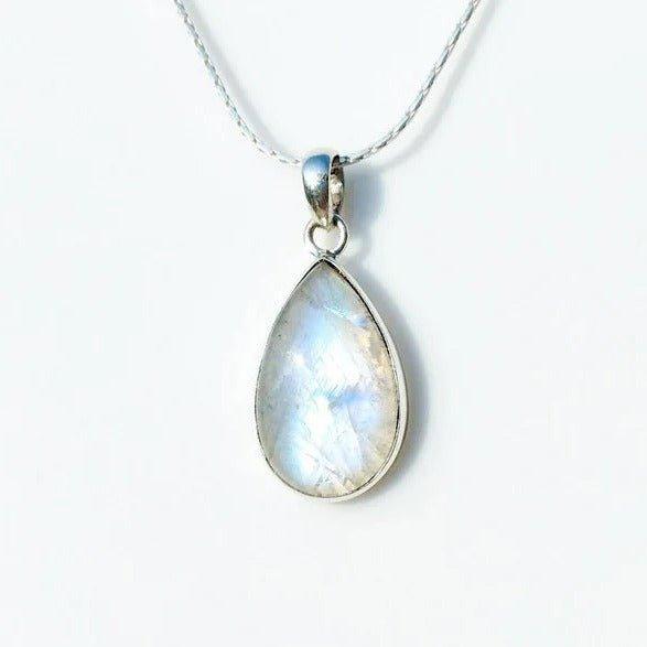 Indian Rainbow Moonstone Tear Drop Pendant NecklaceGemstones and CrystalIndian Rainbow Moonstone Tear Drop Pendant Necklace