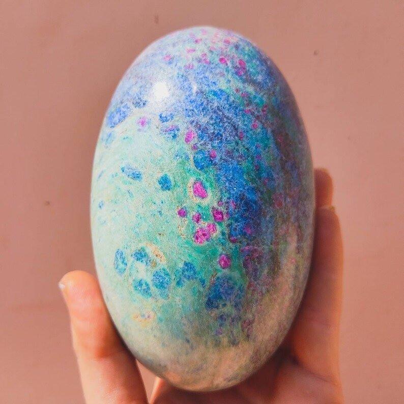 Large Ruby, Fuchsite & Kyanite Crystal EggGemstones and CrystalLarge Ruby, Fuchsite & Kyanite Crystal Egg