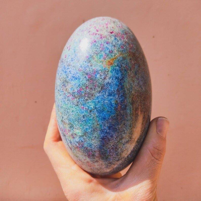 Large Ruby, Fuchsite & Kyanite Crystal EggGemstones and CrystalLarge Ruby, Fuchsite & Kyanite Crystal Egg