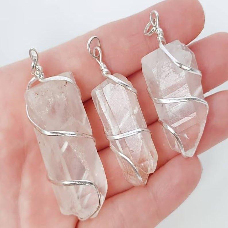 Large Wire Wrapped Himalayan Quartz Crystal Pendant Necklaces.