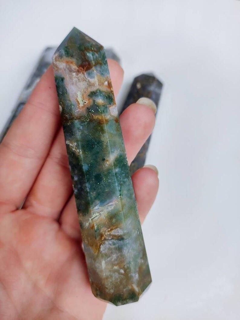 Moss Agate Crystal Towers.