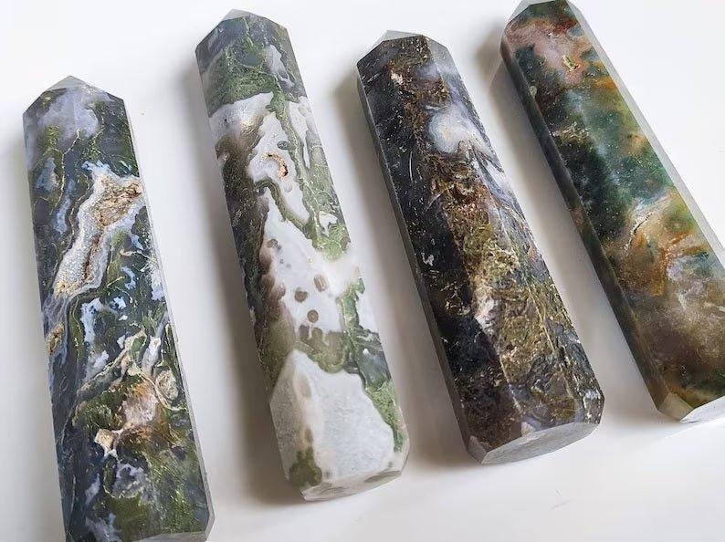 Moss Agate Crystal Towers.