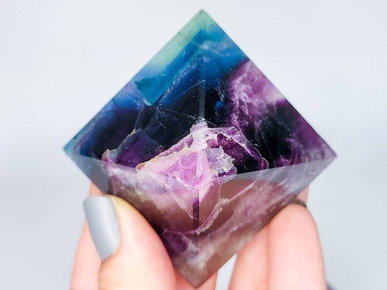 Rainbow Fluorite Crystal Pyramids.