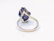 Shanti Shop - Rare Raw Black Fire Opal Uncut Rough Stone Crystal Ring - CBD Store India