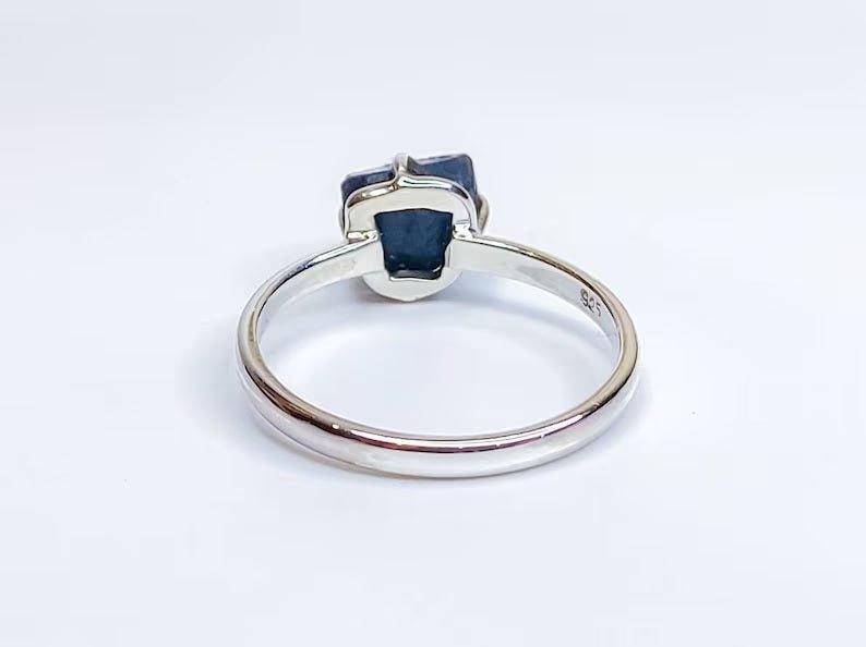 Rare Raw Blue Sapphire Uncut Rough Gemstone RingGemstones and CrystalRare Raw Blue Sapphire Uncut Rough Gemstone Ring
