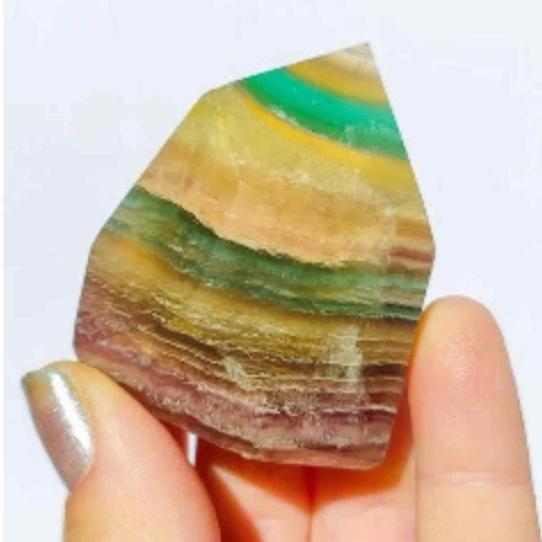 RARE Yellow Banded Rainbow Fluorite CrystalsGemstones and CrystalRARE Yellow Banded Rainbow Fluorite Crystals