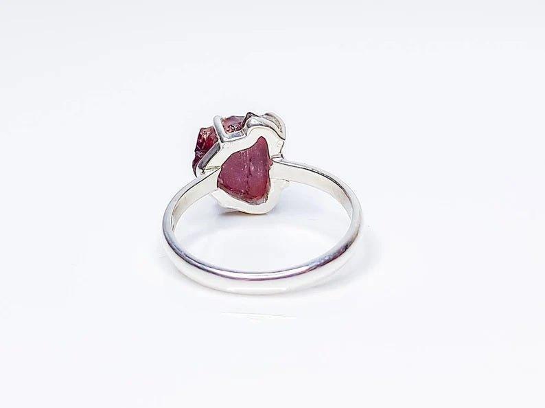 Raw Garnet Uncut Rough Crystal Gemstone Birthstone Ring.