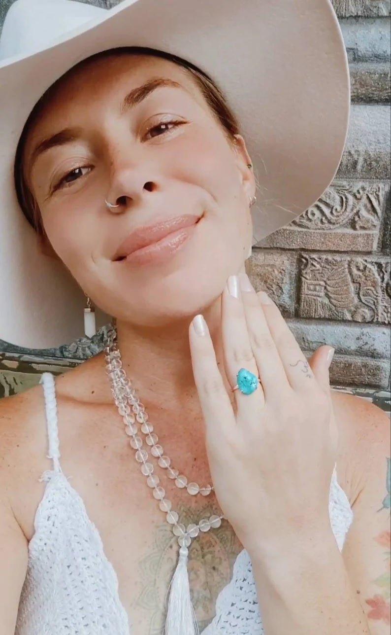 Raw Rough Stone Natural Turquoise RingGemstones and Crystal