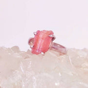 Shanti Shop - Raw Uncut Pink Sunstone Rough Crystal Gemstone Prong Ring - CBD Store India