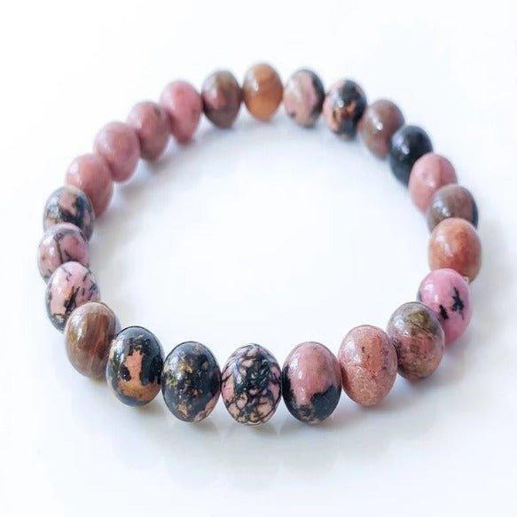 Rhodonite Crystal Bead Bracelet.