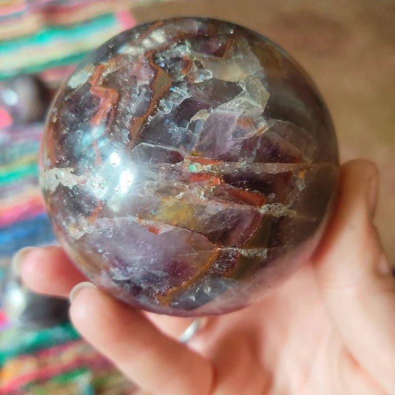 Super Seven Crystal Sphere, Melody Stone, Super 7 Sphere, Sacred Seven Polished Crystal BallsGemstones and CrystalShanti Shop - Super Seven Crystal Sphere, Melody Stone, Super 7 Sphere