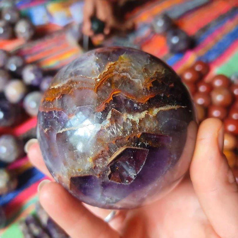 Super Seven Crystal Sphere, Melody Stone, Super 7 Sphere, Sacred Seven Polished Crystal BallsGemstones and CrystalShanti Shop - Super Seven Crystal Sphere, Melody Stone, Super 7 Sphere