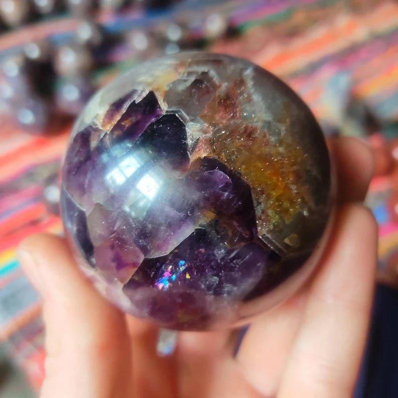Super Seven Crystal Sphere, Melody Stone, Super 7 Sphere, Sacred Seven Polished Crystal Balls.