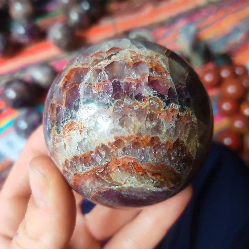 Super Seven Crystal Sphere, Melody Stone, Super 7 Sphere, Sacred Seven Polished Crystal BallsGemstones and CrystalShanti Shop - Super Seven Crystal Sphere, Melody Stone, Super 7 Sphere