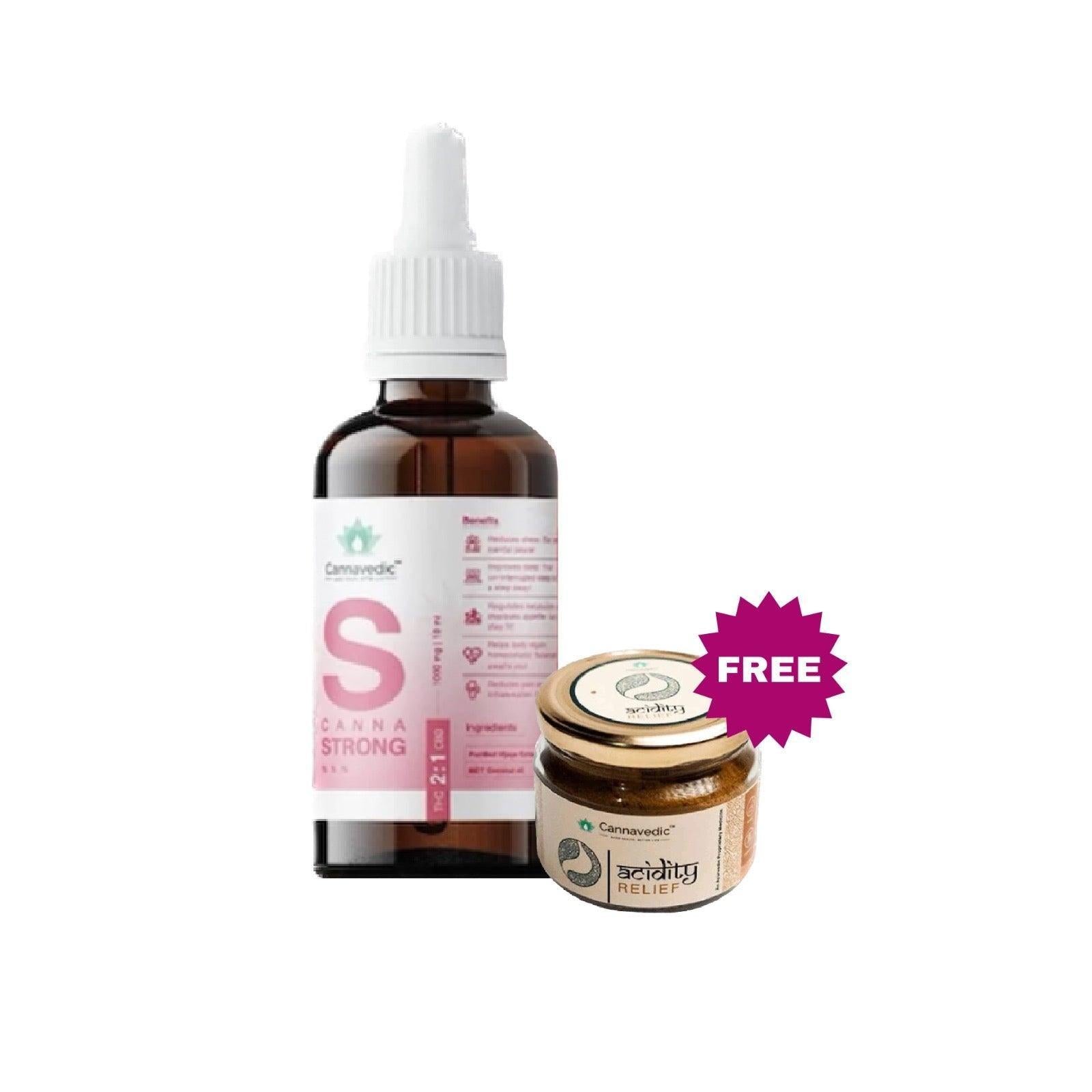 Special Offer - Free Cannavedic - Acidity Relief with CannnaStrongTHC+CBD Oil.