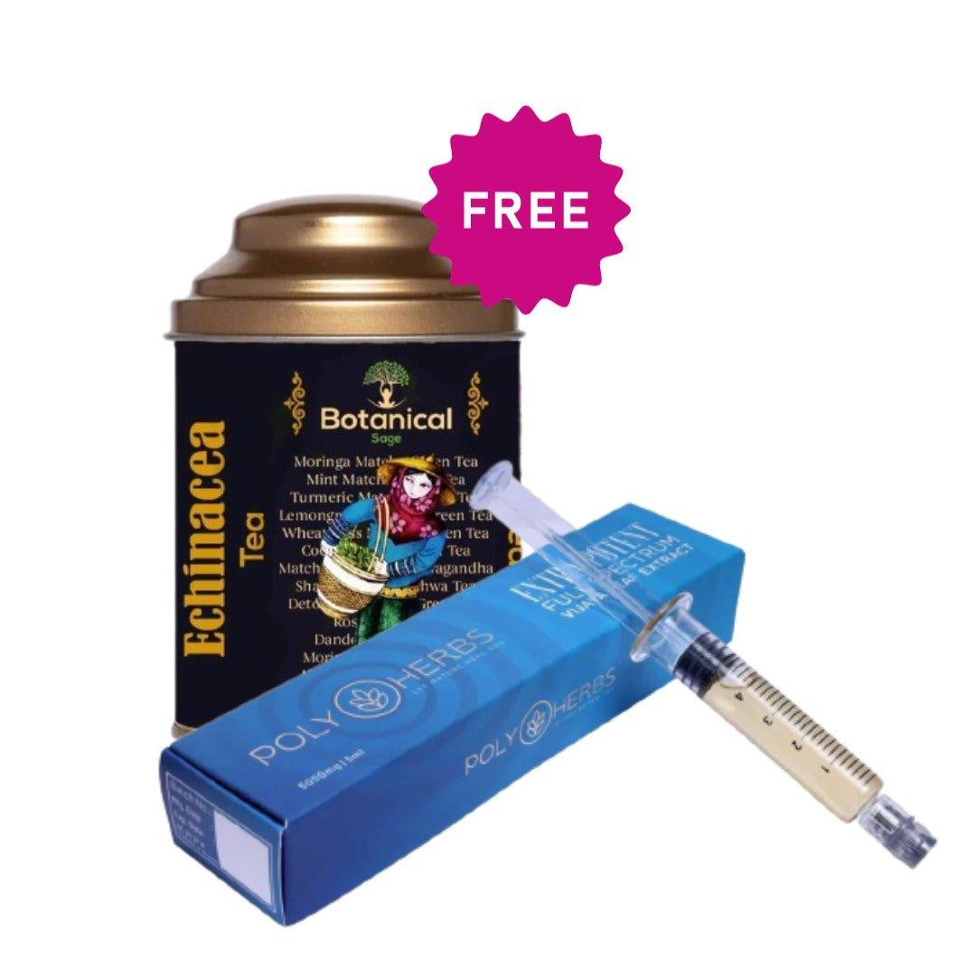 Special Offer - Polyherbs Extra Potent Extract + Free Echinacea Angustifolia Tea Flowerwellness productsPolyherbs Vijaya Leaf Extract Syringe | Relaxation & Wellness