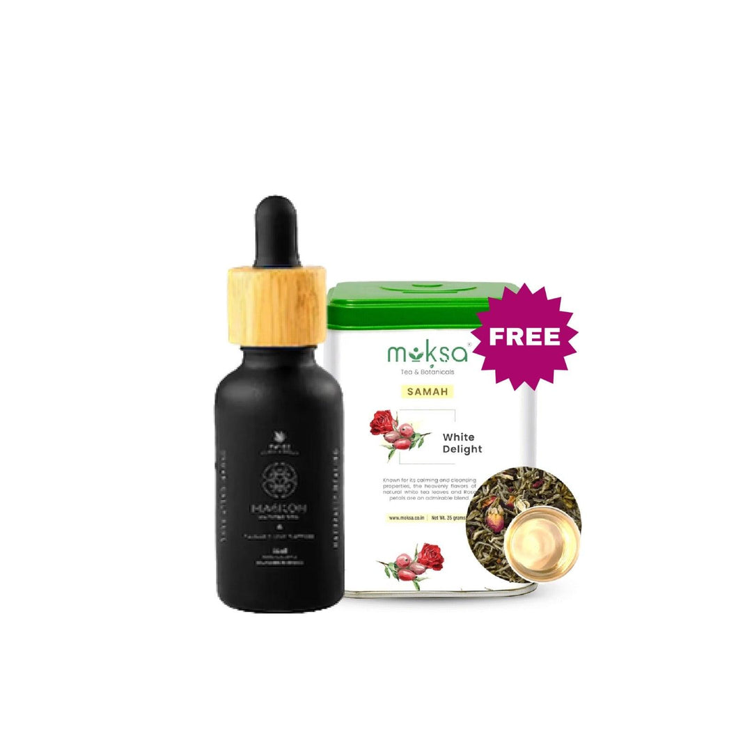 Special Offer - Free Moksa - White Delight Loose Leaf Tea with Twiee - Magicon Magishroom Cannabis Leaf Tincture (30ml)wellness productsMoksa White Delight Tea with Cannabis Tincture | Stress Relief Tea