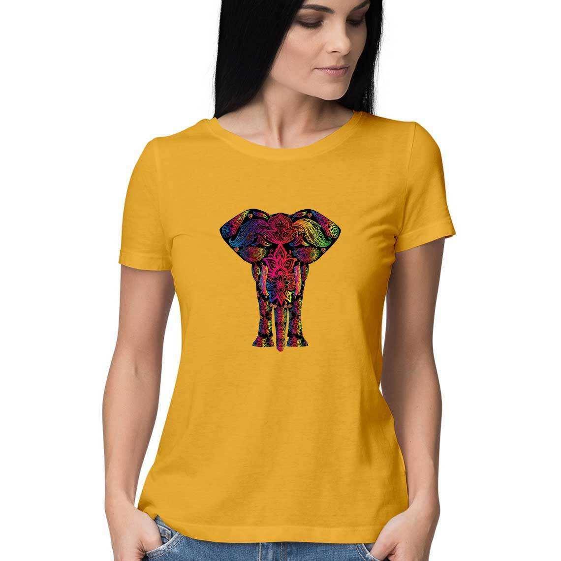 The Elephant on a Psychedelic Safari Women's Graphic T-Shirt.