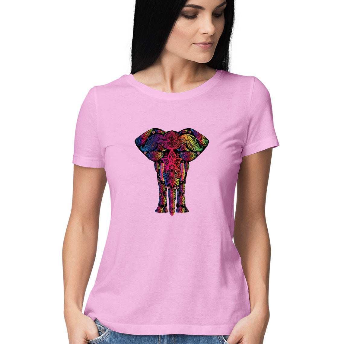 The Elephant on a Psychedelic Safari Women's Graphic T-Shirt.
