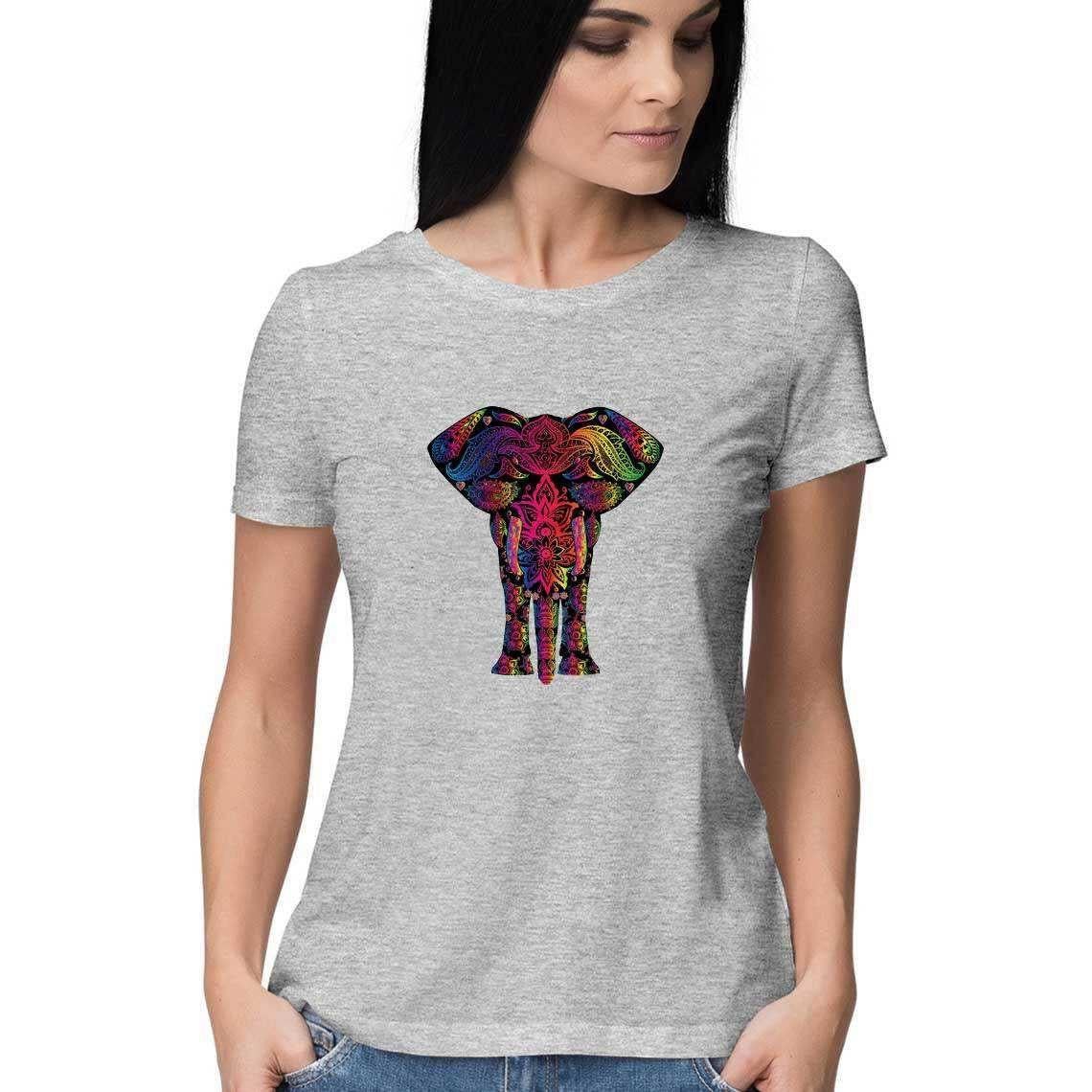 The Elephant on a Psychedelic Safari Women's Graphic T-Shirt.