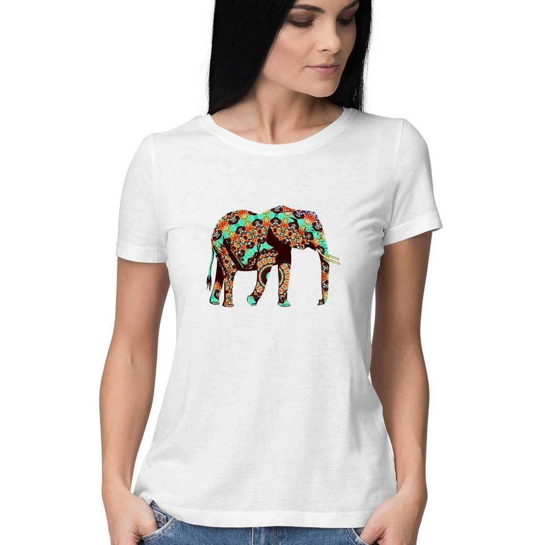 The Elephant who went on a Psychedelic Safari Women's Graphic T-ShirtClothingPsychedelic Safari T-Shirt for Women | Cotton Graphic Tee