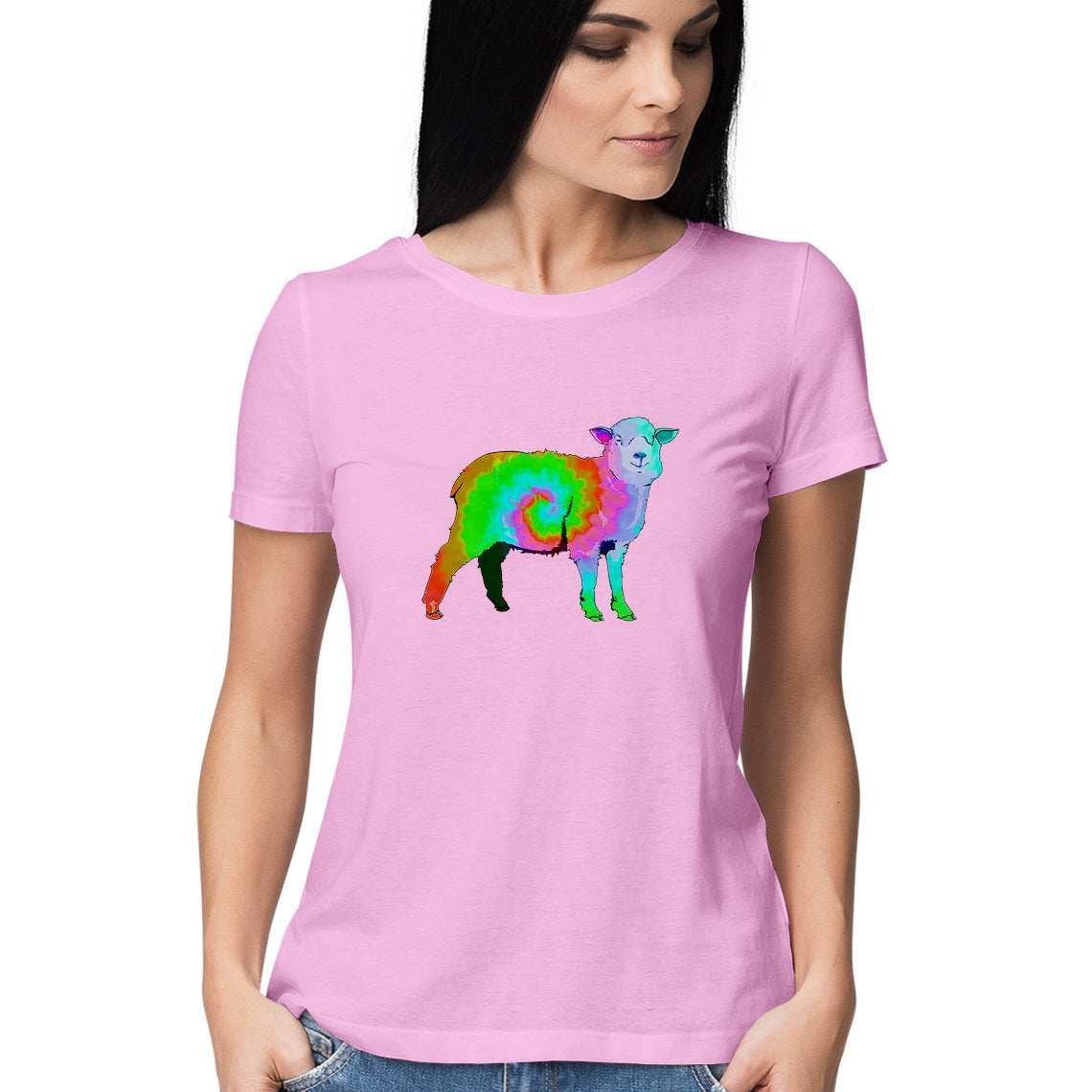 The Sheep who fell into the Rainbow Pond Women's T-Shirt.
