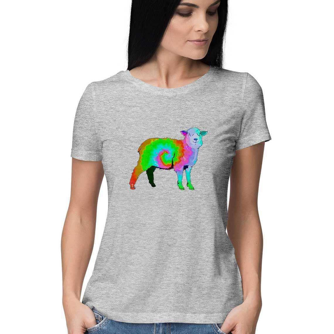 The Sheep who fell into the Rainbow Pond Women's T-Shirt.