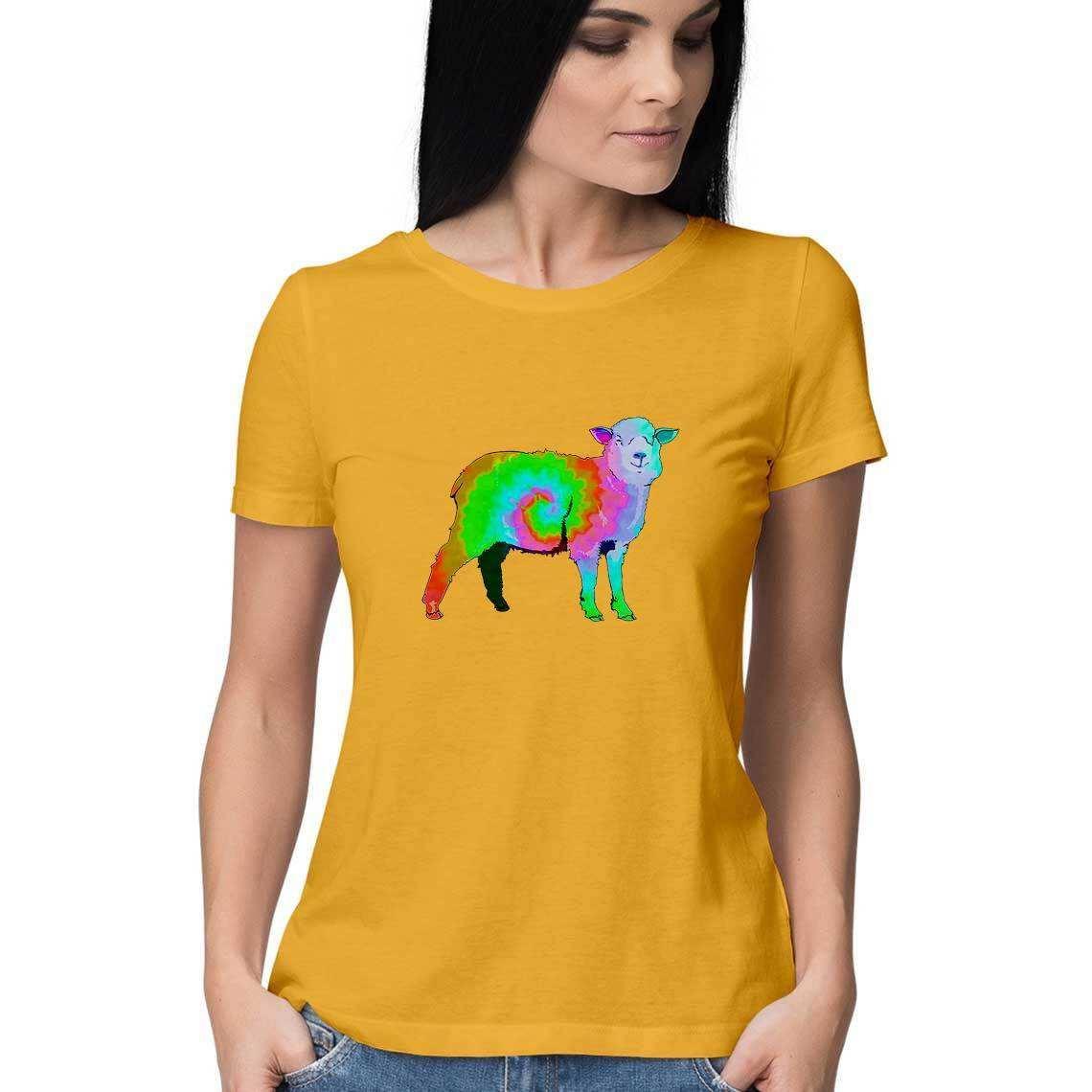 The Sheep who fell into the Rainbow Pond Women's T-Shirt.