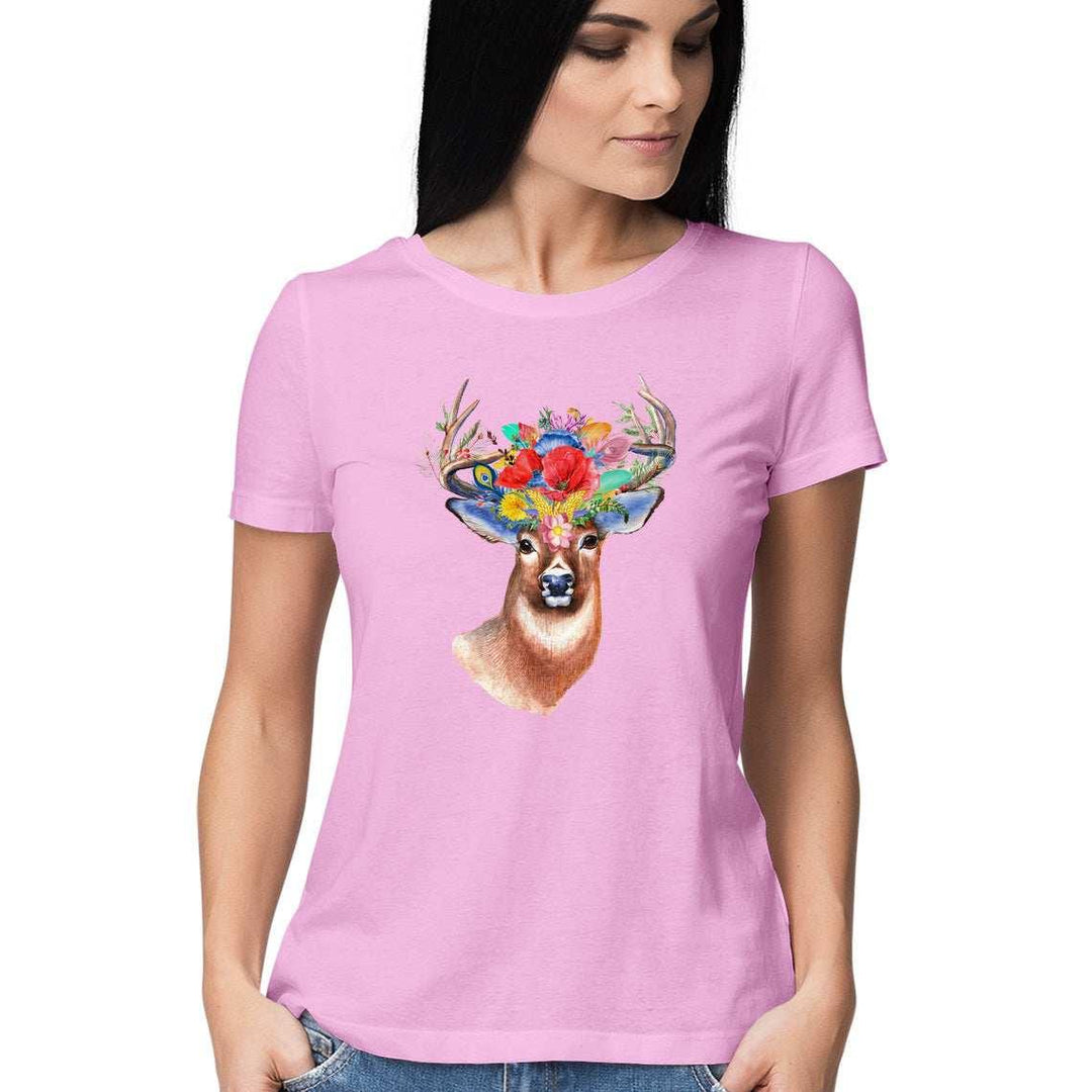 The Stag of the Garden of Eden Women's Graphic T-ShirtClothingWomen's Graphic T-Shirt - Soma Flora | 100% Cotton, Casual Wear