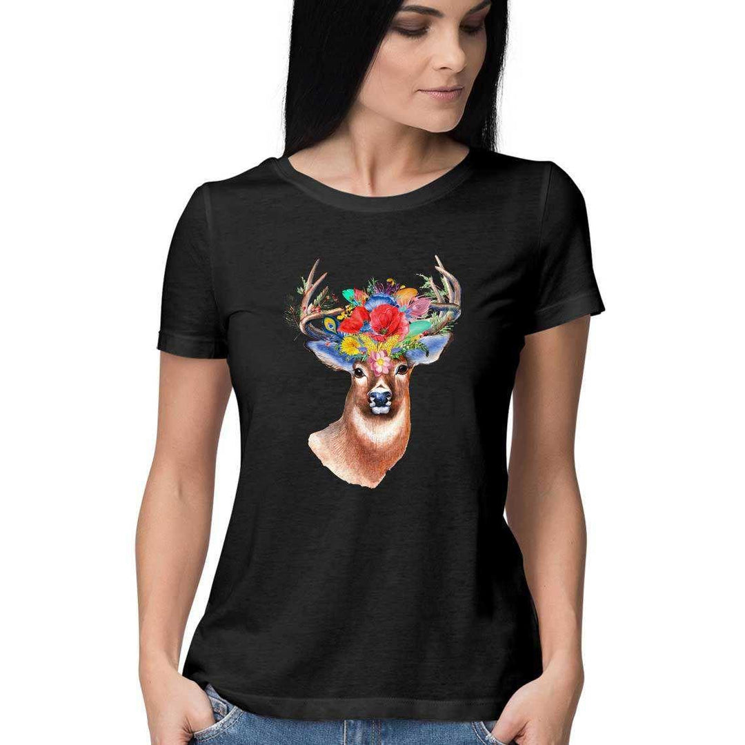 The Stag of the Garden of Eden Women's Graphic T-ShirtClothingWomen's Graphic T-Shirt - Soma Flora | 100% Cotton, Casual Wear
