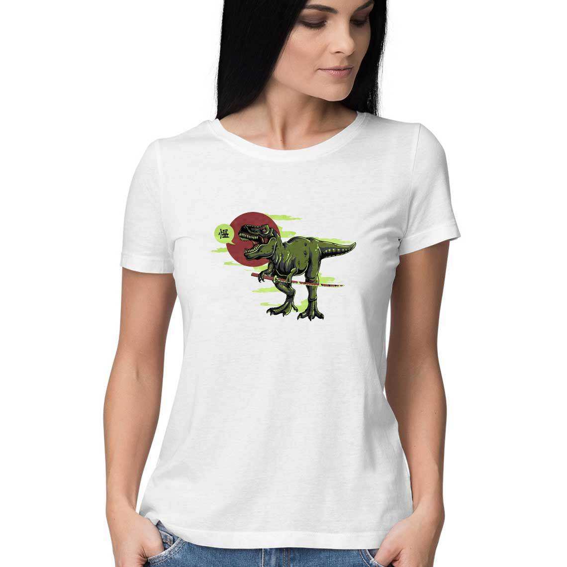 The T-Rex who trained to become a Samurai Women's Graphic T-Shirt - CBD Store India