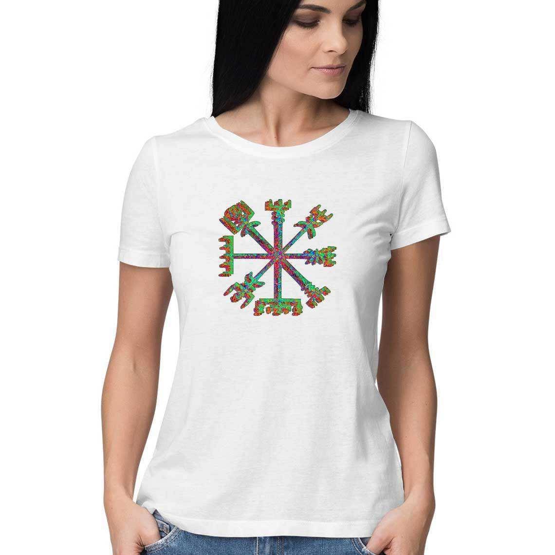 The Viking's Compass - Vegvísir Women's Graphic T-Shirt.