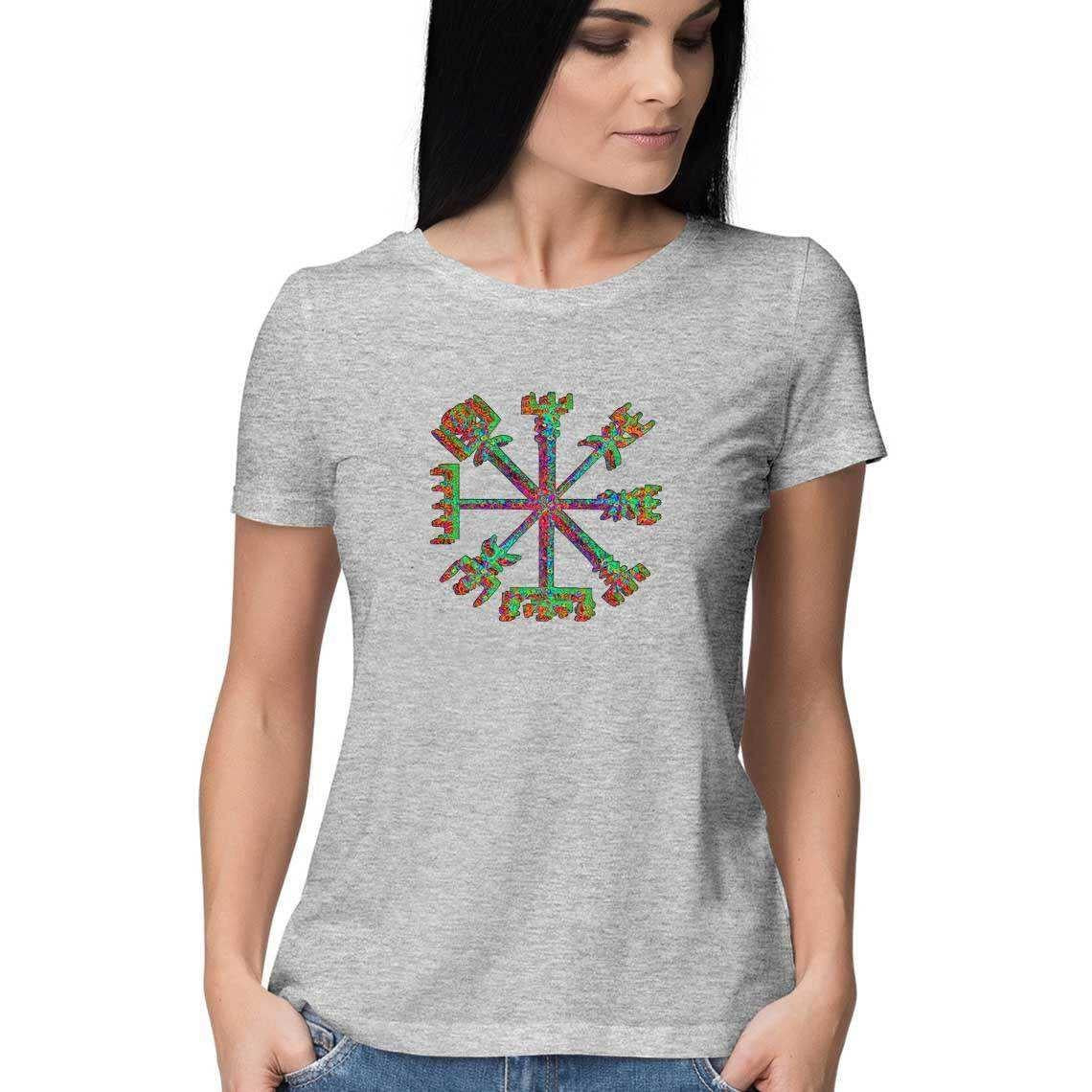 The Viking's Compass - Vegvísir Women's Graphic T-Shirt.