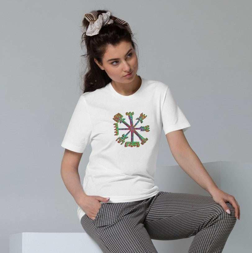 The Viking's Compass - Vegvísir Women's Graphic T-Shirt.