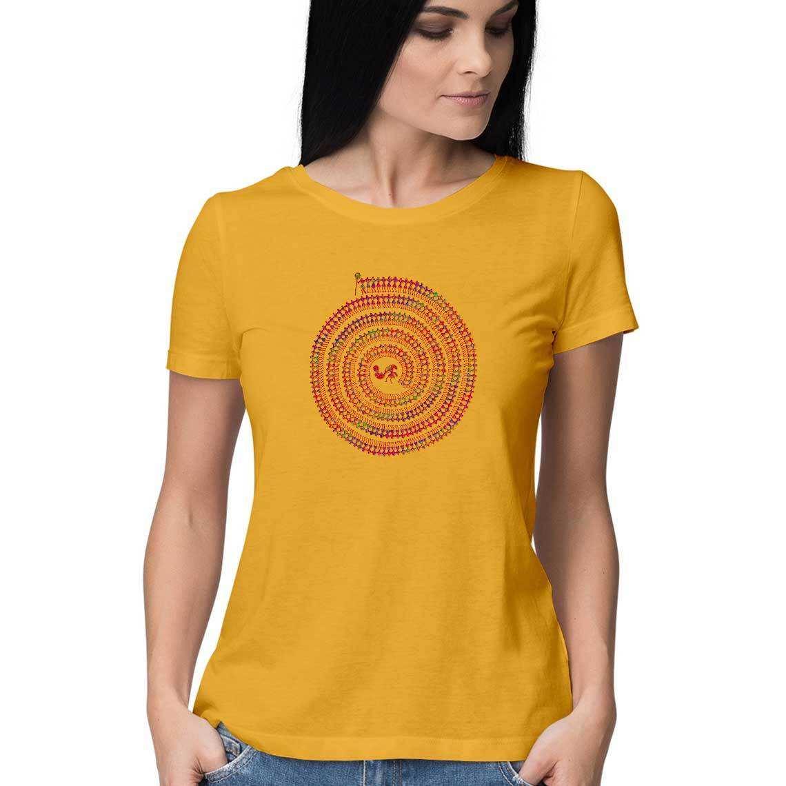 The Warli Dance on Harmony Women's T-Shirt - CBD Store India