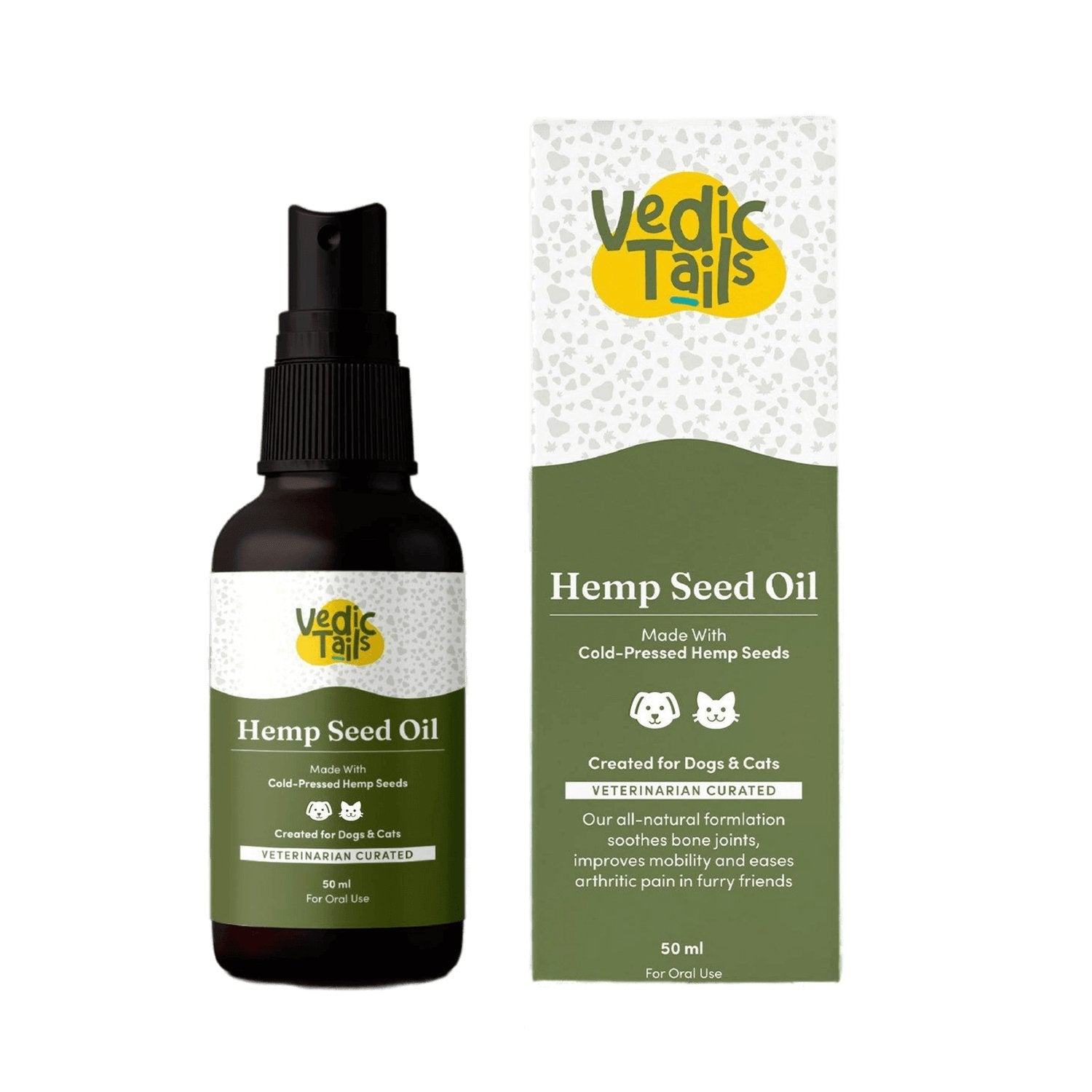 Vedic Tails Hemp Seed Oil for Dogs Cats 50ml | Topical, Oral - CBD Store India