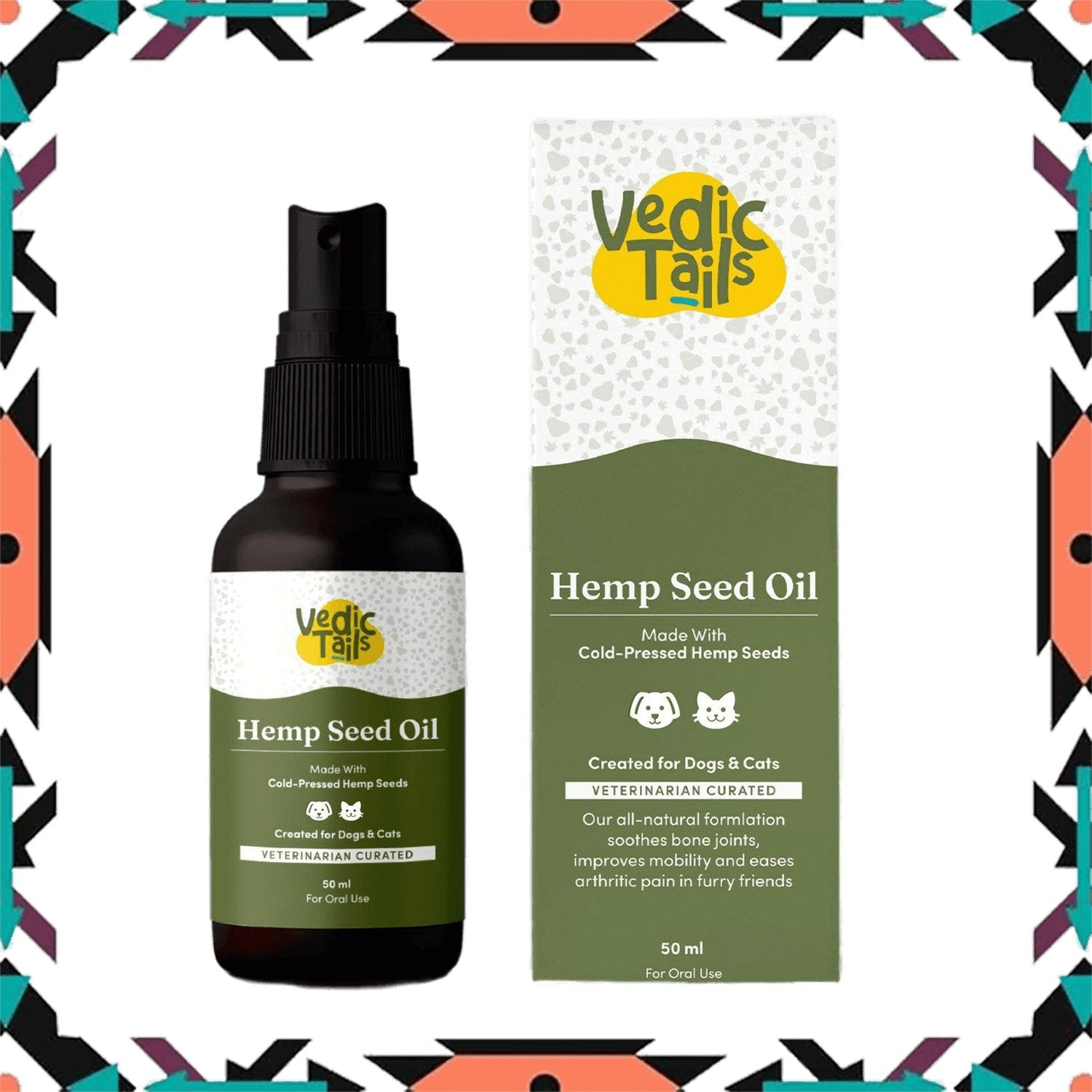 Vedic Tails Hemp Seed Oil for Dogs Cats 50ml | Topical, Oral - CBD Store India