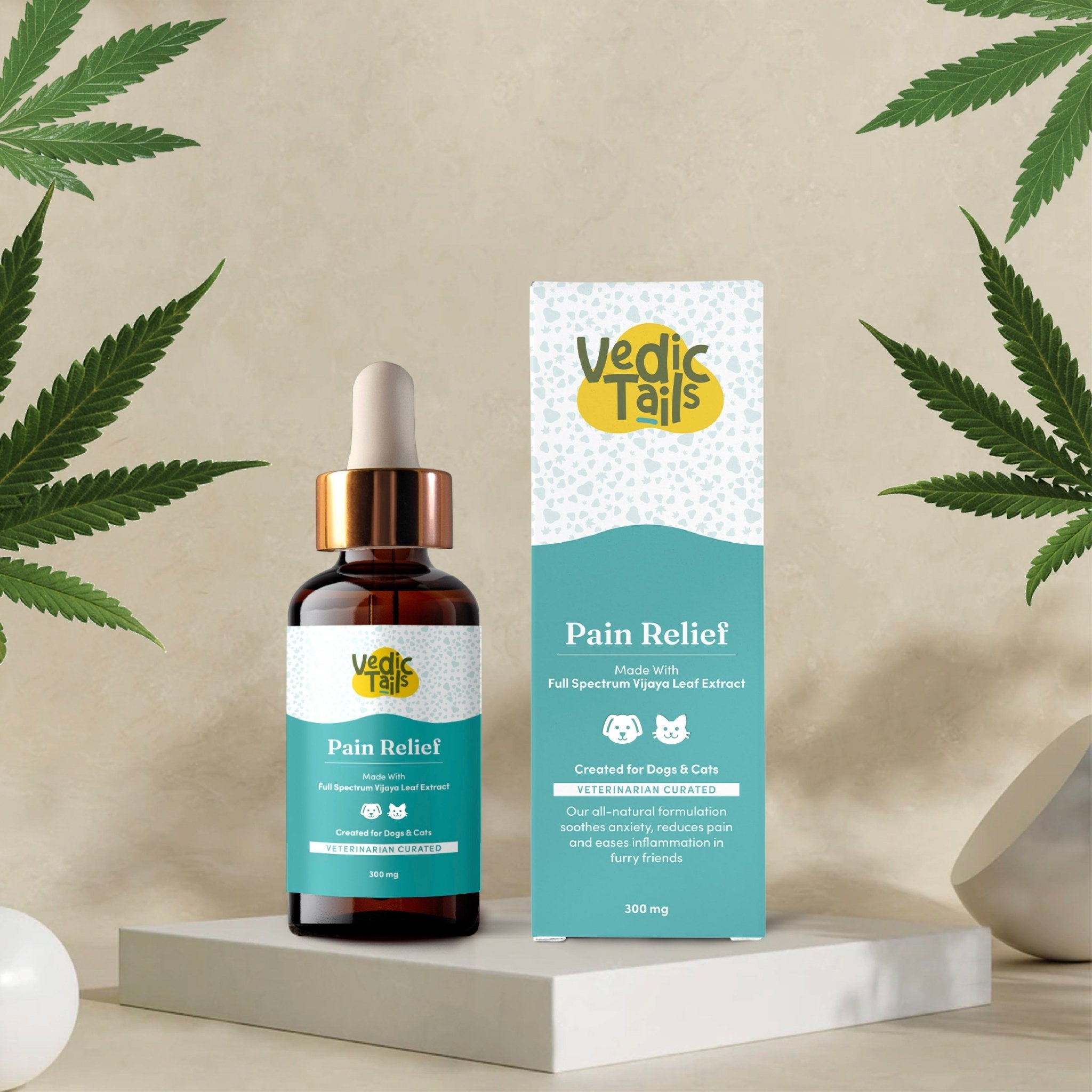 Vedic Tails Pain Relief Oil for Dogs Cats | Vijaya Leaf Extracts -30 ml - CBD Store India