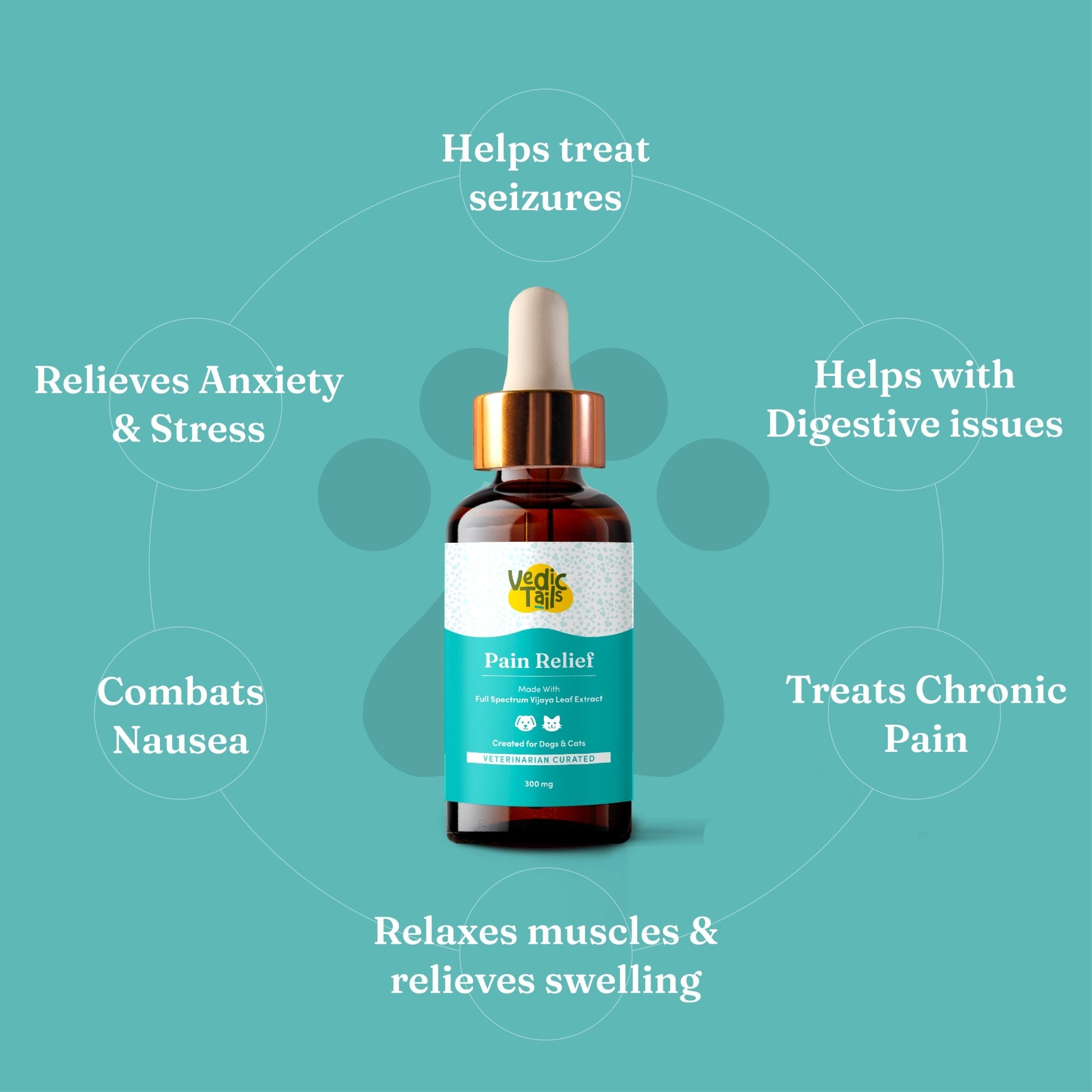 Vedic Tails Pain Relief Oil for Dogs Cats | Vijaya Leaf Extracts -30 ml - CBD Store India