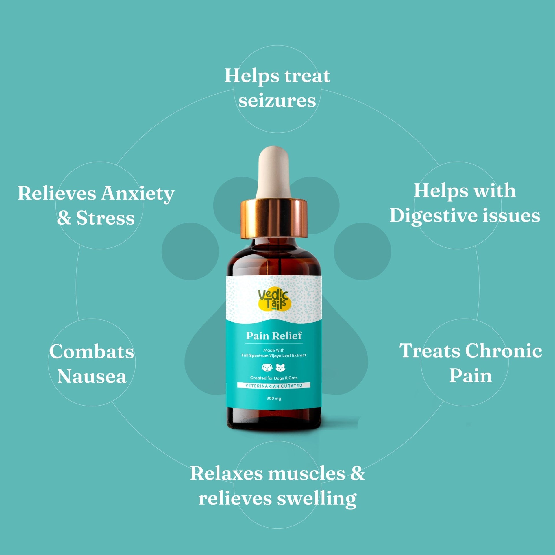 Vedic Tails Pain Relief Oil for Dogs Cats | Vijaya Leaf Extracts -30 ml - CBD Store India