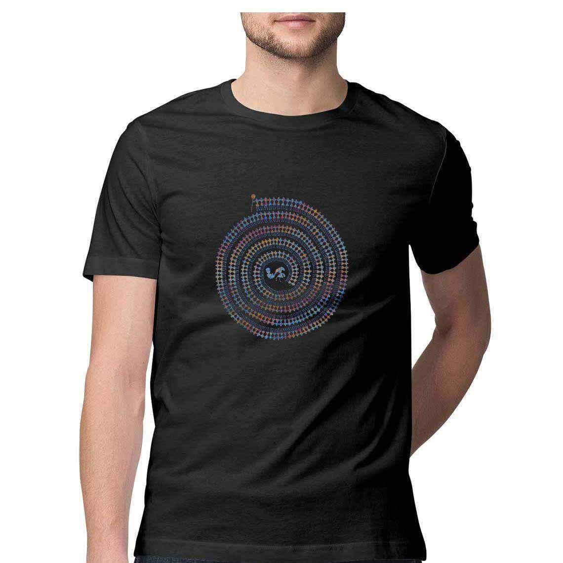 Warli Tribal Swirl Graphic Men's T-ShirtClothing
