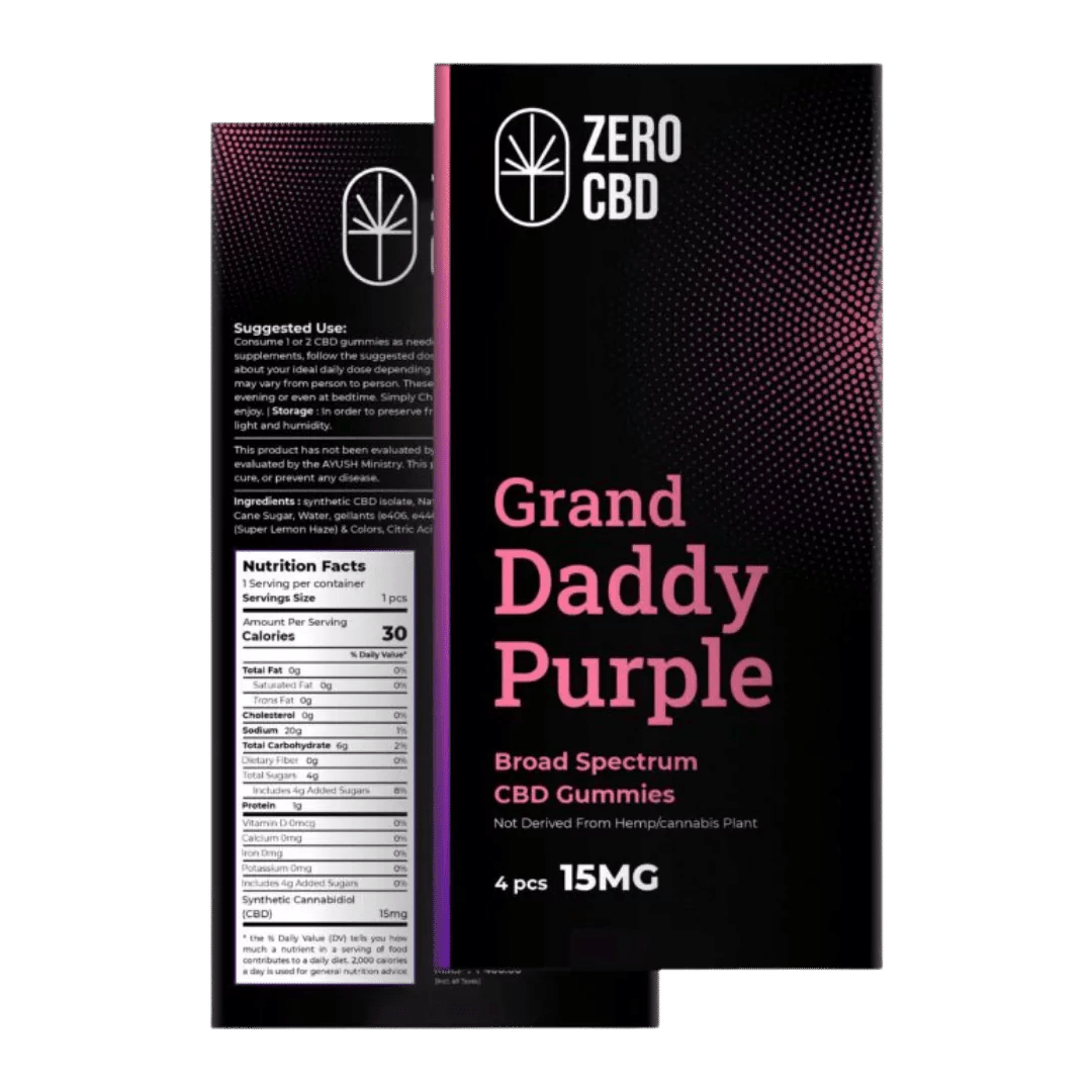 Zero CBD - Grand Daddy Purple Broad Spectrum CBD Gummies (4 Pcs) - CBD Store India